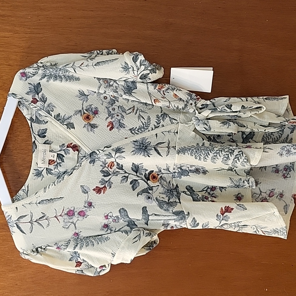 Print wrap blouse
